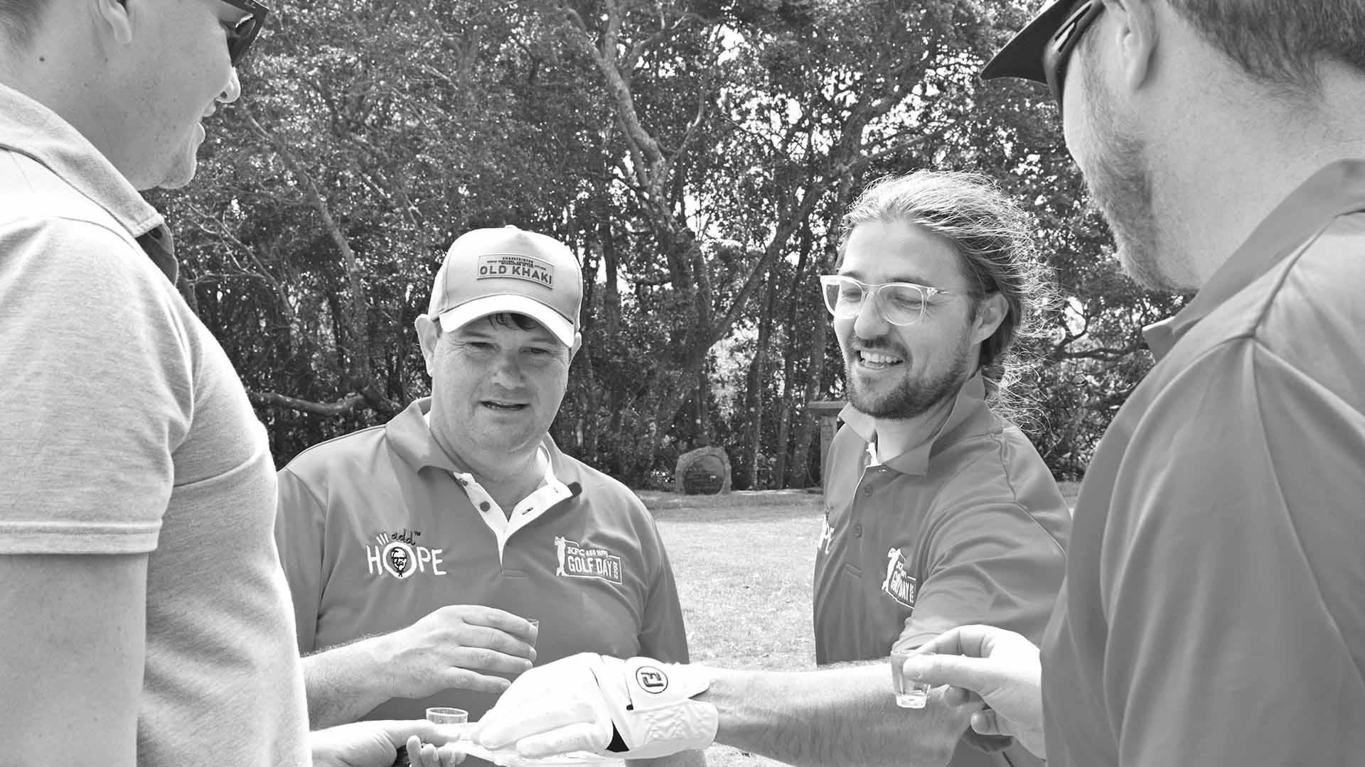 An action shot of a golfer during the tournament.